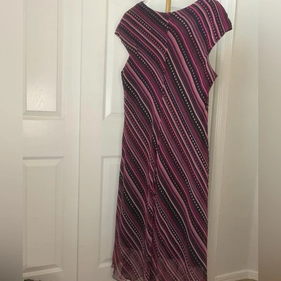 246 Sangria Y2K Pink & Purple Diagonal Stripe Cowl Neck Midi Dress - Size 18W - Picture 5 of 7